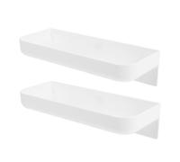 UKCOCO 2 Ensembles Étagère de Rangement Murale Blanche sans Percer | PP Moderne, Garde Protectrice, Cuisine et Salle de Bain, Pose Simple, Affichage D’objets