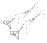 UKCOCO 2 paires Boucles Oreilles Architecte Créatives Alliage Compas et Règle Bijoux Pendants Femme pour Tenue Décontractée