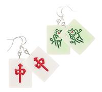 UKCOCO 2 paires Boucles Oreilles Mahjong Originales pour Femmes Légères et Durables Boucles Pendantes et Amusantes Accessoires pour Adolescentes Style Soft Girl de Crochets Argentés et
