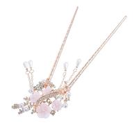 UKCOCO 2 pièces Accessoires Cheveux Vintage Épingles Chignon Style Ethnique Fleurs et Perles avec Glands Sticks Robustes pour Coiffures Traditionnelles et Modernes