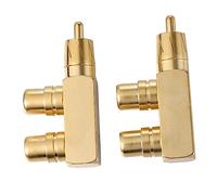 UKCOCO 2 pièces Adaptateur Audio Cuivre Pur Degrés Connecteur Coudé vers Femelles Lot pour Subwoofer et Équipements Audio