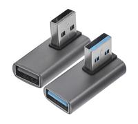 UKCOCO 2 pièces Adaptateur USB à Angle Droit Aluminium Convertisseur Mâle vers Femelle Kit avec Double Orientation Latérale Prolongateur USB Fiable pour PC et Périphériques