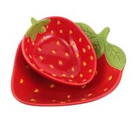 UKCOCO 2 Pièces Assiette D’amuse-gueules Fraise en Céramique Rouge, Jolie