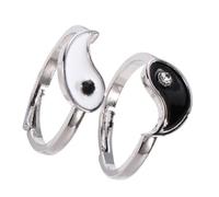 UKCOCO 2 Pièces Bague Tai Chi Bagua Ajustable Vintage Ouverte Inoxydable pour Couple Anneau Chinois Unique et Cadeau Symbolique Amour et Union