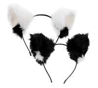 UKCOCO 2 pièces Bandeau Oreilles de Chat Accessoire de Fête Halloween Design Classique Noir et Blanc Confortable et