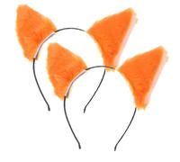 UKCOCO 2 pièces Bandeau Oreilles de Chat Orange Accessoire Cheveux Pelucheux pour Cosplay et Fête Déguisement Femme et Fille