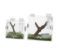 UKCOCO 2 pièces Boîte Habitat Transparent pour Araignées Sautantes Terrarium Aéré pour Insectes et Reptiles avec Port Alimentation Pratique et Design Professionnel