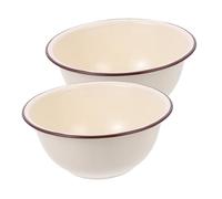 UKCOCO 2 pièces Bol Émaillé Rétro Grand Modèle Profond Multi Usage pour Cuisine et Préparation sans Couvercle Bol de Cuisson et Stockage Alimentaire