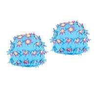 UKCOCO 2 Pièces Bonnet de Natation Élastique Fleur pour Adultes Chapeau de Bain Confortable Tissu Double Couche pour Femmes pour Piscine Spa