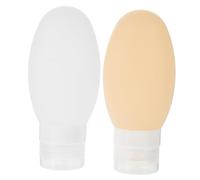 UKCOCO 2 pièces Bouteilles de Voyage Silicone Distributeurs de Lotion Squeezables avec Ventouses Lot de Blanc et Jaune Flacons Réutilisables pour Shampooing et Produits de Toilette