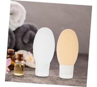 UKCOCO 2 pièces Bouteilles Voyage Silicone Souple Distributeurs Shampoing et Lotion Rechargeables avec Ventouse Flacons Portables pour Toilette Blanc et Jaune