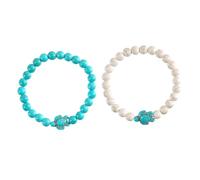 UKCOCO 2 pièces Bracelet Perles Turquoise et Tortue Extensible pour Femme Minimaliste Style Élégant Mode