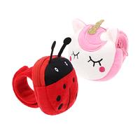 UKCOCO 2 pièces Bracelet Slap Garçon Fille Peluche Adorable avec Porte Bande à Claquer Douce et Pratique pour Fête Jungle Cadeau Garçons Filles