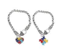 UKCOCO 2 pièces Bracelets Puzzle Sensibilisation Autisme Alliage Zinc de Main Légères et Confortables Cadeau Solidaire pour Garçon Fille et Autistes