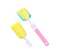 UKCOCO 2 pièces Brosse Nettoyage Biberon Éponge Douce avec Manche Ergonomique et Tête de Rechange Rose pour Bouteilles Tétines et Accessoires