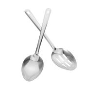 UKCOCO 2 pièces Cuillères de Service Acier Inoxydable Ensemble Ustensiles de Cuisine Ergonomiques Cuillère Fendue et Louche Perforée pour Buffet Restaurant et Cuisine Domestique