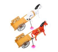 UKCOCO 2 pièces Électrique Cheval et Calèche Rotatif Plastique pour Garçon Fille Cadeau Robuste Couleur Aléatoire Couleur Aléatoire