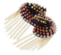 UKCOCO 2 pièces Epaulettes à Franges Colorées avec Rivets Punk Accessoires de Costume pour Épaule Badge Décoratif pour Mariage Fête et Scène