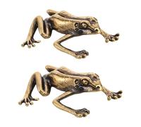 UKCOCO 2 Pièces Figurine Grenouille en Laiton pour Bain d'oiseaux | Décor Miniature Doré, pour Cuve et Bol de Jardin, Résistante aux Intempéries, Entretien Simplifié