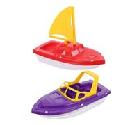 UKCOCO 2 pièces Jouets Bateau de Bain Plastique Ensemble de Bateaux Vitesse et Voilier pour Tout Petits Ans Jouets de Plage Amusants pour Développement Créatif et Jeu Aquatique