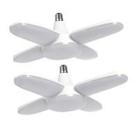 UKCOCO 2 pièces LED Plafonnier de Garage Pliable Éclairage Déformable à Quatre Panneaux Ajustables pour Entrepôt Atelier Sans Installation Complexe