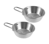 UKCOCO 2 pièces Lot de Bols Coréens Inox avec Anse pour Sauce Soja Vin de Riz et Assaisonnements et Résistants Adaptés Maison et Camping