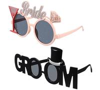 UKCOCO 2 Pièces Lunettes de Mariage pour Noces Enterrement Garçon Accessoires Photo Amusants Lunette de de Marié Noire