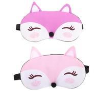 UKCOCO 2 pièces Masque de Sommeil Carton Mignon pour Garçon Fille Lot de Masques Renard Rose Élastique pour Sommeil Confortable et Apaisant Maison ou Voyage