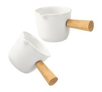 UKCOCO 2 Pièces Mini Pichet à Lait Céramique Blanche Petit Verseur Multifonction pour Sirop et Sauce Bol Trempette Polyvalent pour Café et Cuisine