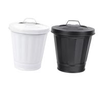 UKCOCO 2 pièces Mini Poubelle de Bureau Galvanisée Métal Lot de Blanc et Noir Corbeille Compacte pour Cuisine Comptoir Chambre et Bureau Gain de Place pour Petits Espaces Décoration