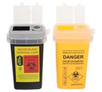 UKCOCO 2 Pièces Mini Seaux de Collecte pour Objets Tranchants Jaune et Noir Conteneurs Plastiques Sécurisés pour Déchets de Tatouage et Aiguilles