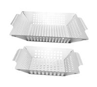 UKCOCO 2 pièces Panier de Grill Acier Inoxydable et pour Légumes et Poissons Cuisson Uniforme pour Barbecue Extérieur et Restaurants