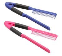 UKCOCO 2 Pièces Peigne à Main V Forme en Plastique Portable, Brosse Lissante Sûre pour Cheveux, Usage Personnel et Salon Professionnel, Design Résistant la Chaleur
