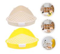 UKCOCO 2 pièces Petite Toilette pour Petits Animaux Bac à Litière Détachable pour et Hamsters Pot et Facile à Nettoyer Maison Toilette Chat et Cochon Dinde Blanc et Jaune