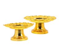 UKCOCO 2 Pièces Plateau D'offrande Bouddhiste en Plastique Or de Lotus, Porte-Fruits Robuste Décorations Artistiques pour Maison et Statues de Bouddha Réutilisable