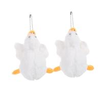 UKCOCO 2 pièces Porte-clés Peluche Canard Blanc Lot de Charmant Pendentif Sac à Dos Peluche Doux et Léger Décoration Multifonction pour Clés et Sacs Cadeau Original Noël Maman