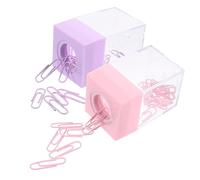 UKCOCO 2 pièces Porte Trombones Magnétique Organisateur de Clips Transparent avec Couvercle Aimanté Boîte de Rangement Compacte pour Bureau Couleurs Macarons Rose