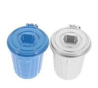 UKCOCO 2 Pièces Poubelle Miniature Bleue et Argentée pour Décor de Table Ornement Maison