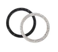 UKCOCO 2 pièces Push Start Button Cover Zinc Alliage avec Strass Décoration Voiture Élégante et Anneau de Démarrage Moteur Accessoire pour Intérieur Automobiles Noir et Blanc