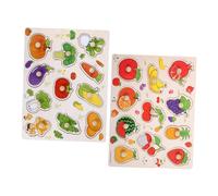 UKCOCO 2 pièces Puzzle Bois Éducatif pour Garçon Fille Montessori de Fruits et Légumes Encastrer pour Apprentissage Précoce Développement Cognitif