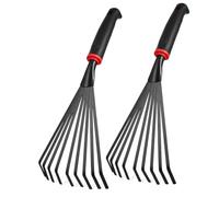 UKCOCO 2 pièces Râteau de Jardin avec Manche Court Outils à Main Ergonomiques pour et Entretenir Vos Fleurs et Dents pour Sols et Débris