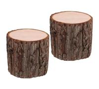 UKCOCO 2 Pièces Souche D’Arbre Factice, Souche Creuse en Bois, Cylindrique Ronde, Marron, Légère, Design Creux, Style Rustique Vintage Ferme, pour Stations D’Accueil et Chemins de Pierre