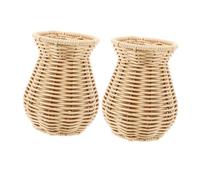 UKCOCO 2 Pièces Vase Décoratif Rotin Plastique Tressé Style Américain Campagne et Polyvalent pour Fleurs Séchées Décoration Intérieure Salon et Chambre Lot