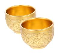 UKCOCO 2 pièces Vintage Style Small Brass Tea Cups Dragon Household Retro Water And Liquor Cups Elegant And Lightweight