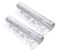 UKCOCO 2 Rouleaux Chemin de Table à Paillettes Décoratif, Tulle Argenté en Grenadine, 1 Rouleau, Entretien Facile, Ne Se Défait Pas Facilement, pour Bridal Shower et Usage Quotidien