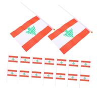 UKCOCO 20 Pièces Liban Petits Drapeaux De Poche Polyester Mini Main Libanaise Agitant Des Bannières Avec Des Bâtons Pour Les Décorations Et Les Célébrations Du Drapeau National