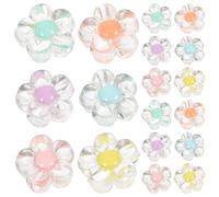 UKCOCO 200 Perles Acryliques Fleurs Pastel 12 Mm, Lot de 200 Pièces Transparentes de Fleur 5 Pétales pour Création Bijoux, Accessoires Cheveux Diy, Perles D'espacement Robustes et