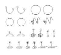 UKCOCO 20pièces Lot De Boucles Oreilles Pour Piercing à Vis Acier Inoxydable Pour Femmes