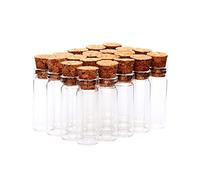 UKCOCO 24 pièces Mini Bouteilles Verre Transparent avec Bouchons Liège Fioles DIY Étanches pour Mariage Message Décoration et Souhaits