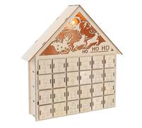 UKCOCO 24tiroir Calendrier de Bois avec Rechargeables et Éclairage LED Décoration de Table pour Noël